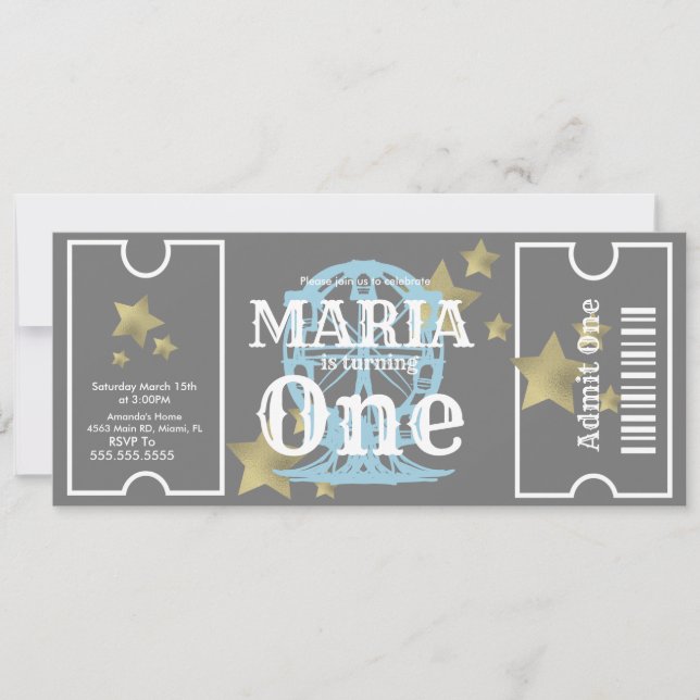 Invitation Carnaval Ferris Wheel Anniversaire Billetterie Par (Devant)