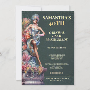 Invitation Carnaval Mascarade 40e Anniversaire