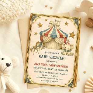 Invitation Carnaval Nostalgique Cirque Vintage Fête de Naissa