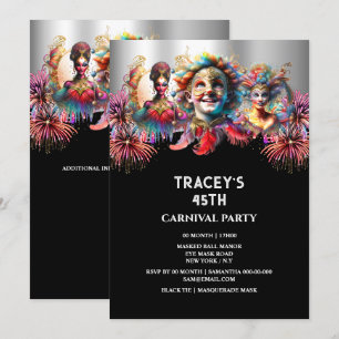 Invitation Carnaval nuit cirque feux d'artifice mascarade mas