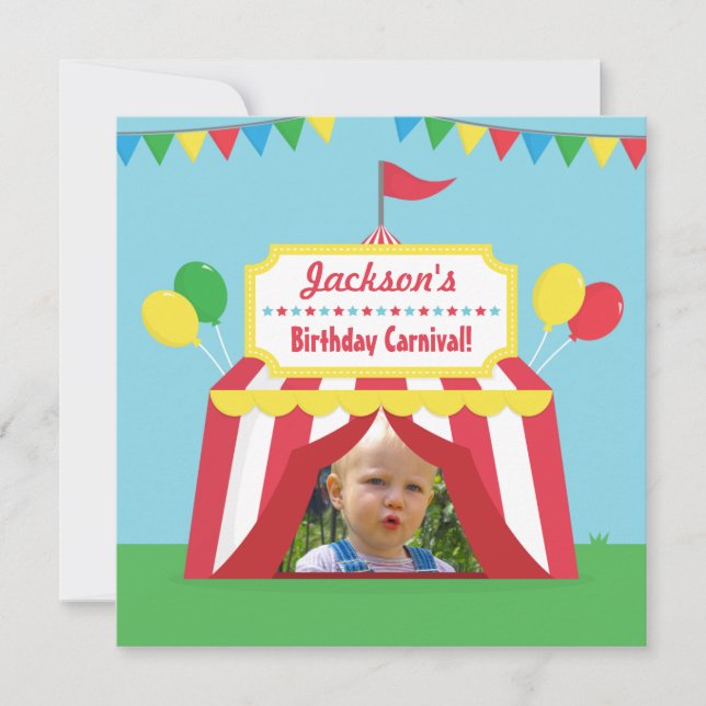 Invitation Carnaval Thème Anniversaire de enfant Party Photo (Devant)