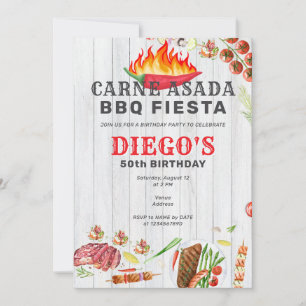Invitation Carne Asada Rustic Mexicaine BBQ Anniversaire