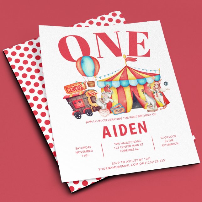 Invitation Carnival Circus Big Top 1er Anniversaire (Créateur téléchargé)