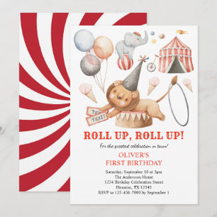 Invitation Carnival Circus Enfants 1er Anniversaire Fête Invi