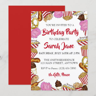 Invitation Carnival State Fair Foods Fête d'anniversaire