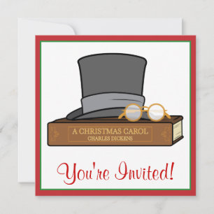 Invitation Carol de Noël et chapeau anglais Top Hat and Spect