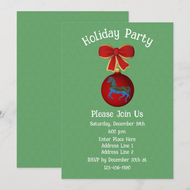 Invitation Carousel Horse Ornement Noël (Devant / Derrière)