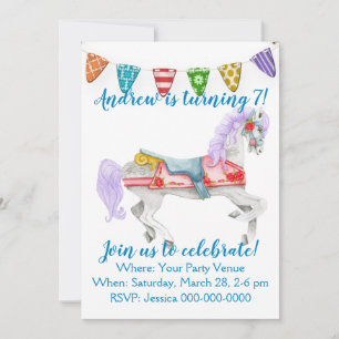 Invitation Carousel Horse sur mesure Anniversaire