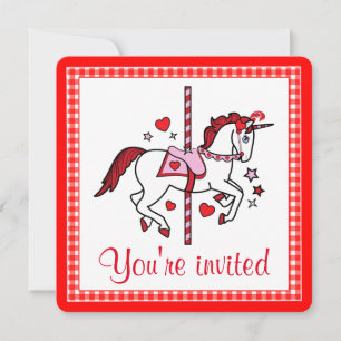 Invitation Carousel Unicorn Saint Valentin