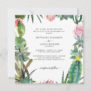 Invitation Carré Cactus Mariée Parents Mariage