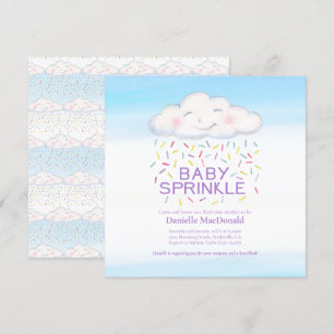 Invitation Carré d'aquarelle pour bébé bonbon nuage