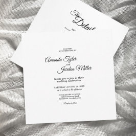 Invitation Carré de calligraphie noir simple Tous un Mariage