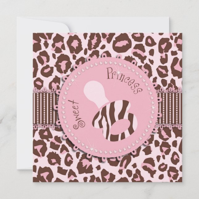 Invitation Carré de Cheetah Girl Pink D (Devant)