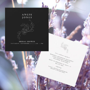 Invitation Carré de Fête des mariées B/W blanc intemporel