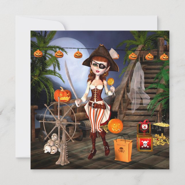 Invitation Carré de la fête de l'Halloween Pirate  (Devant)