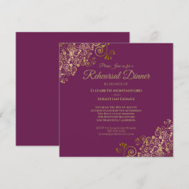 Invitation Carré de la répétition du Mariage d'or Cassis Purp