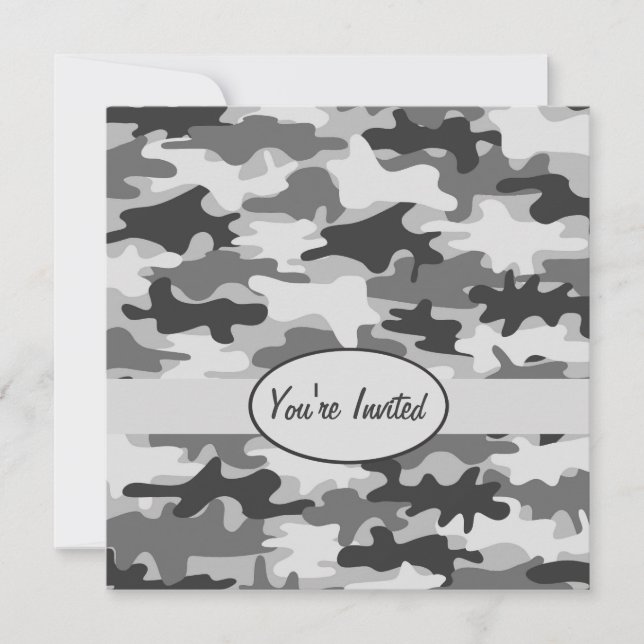 Invitation Carré de l'événement Gray Pewing Camo Camouflage P (Devant)