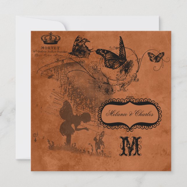 Invitation Carré de mariage Fairy Garden (Devant)