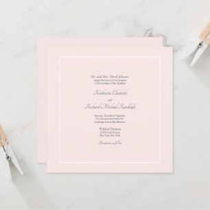 Invitation Carré de Mariage formel simple Elegance Rose