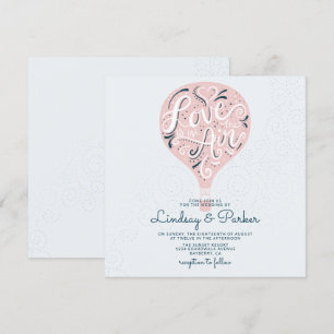 Invitation Carré de Mariage rose pâle