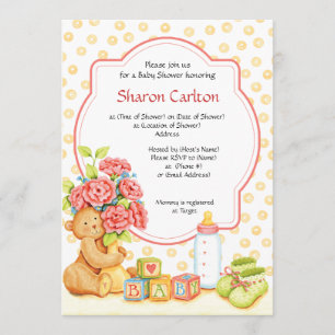 Invitation Carré d'invitation de douche de bouquet de bébé