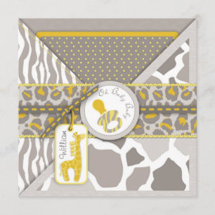 Invitation Carré d'invitation pour bébés Safari
