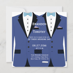 Invitation Carré Light Blue Gay Wedding Invite