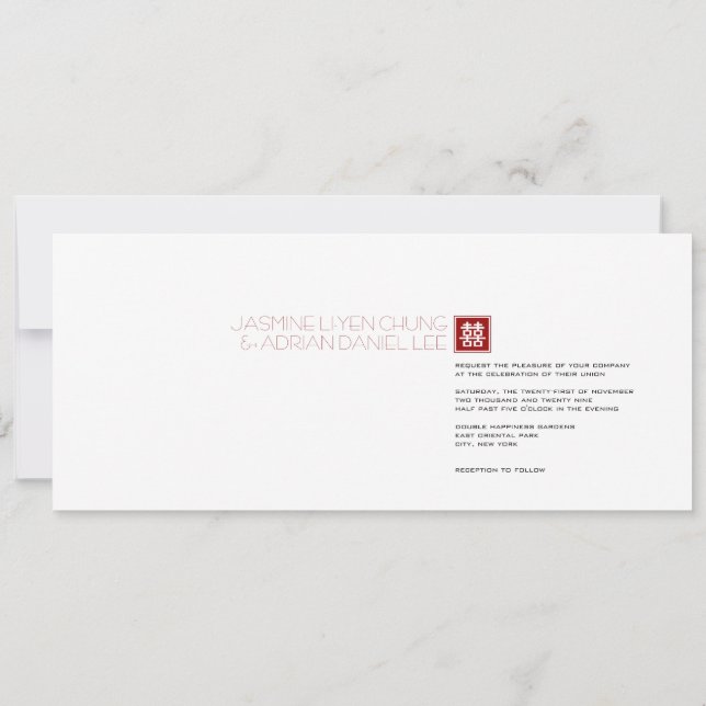 Invitation Carré Logo double bonheur Mariage chinois (Dos)