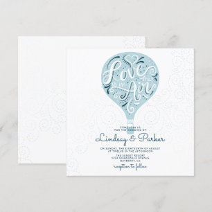 Invitation Carré Mariage bleu clair Love Lettré à la main