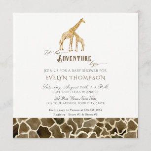 Invitation Carré moderne Safari aventure Baby shower Giraffe