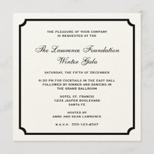 Invitation carré noir de crème vacances formelles