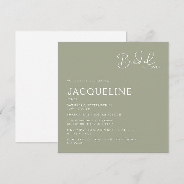 Invitation Carré simple Fête des mariées II (Devant / Derrière)