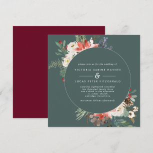 Invitation Carré Winter Sage & Marsala Floral Mariage