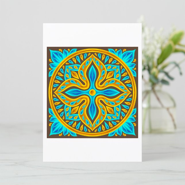 Invitation Carreau de style marocain méditerranéen bleu et or (Créateur téléchargé)
