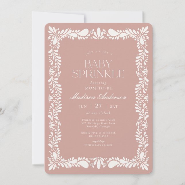 Invitation Carreau de Talavera rose Fête espagnole Baby Showe (Devant)