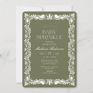 Invitation Carreau de Talavera vert Fiesta espagnole Baptême 