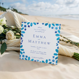 Invitation Carreau Géométrique Marocain à Carreaux Bleus de M