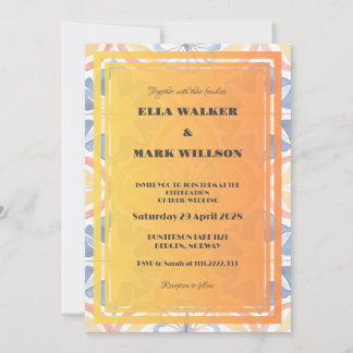 Invitation Carreau Marocain Orange Gras pour Mariage d'Été