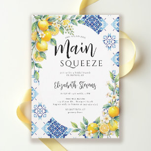 Invitation Carreaux Bleus Citron Main Squeeze Shower de Maria