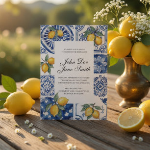 Invitation Carreaux bleus de la côte italienne au citron médi