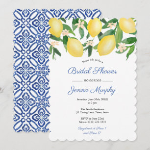 Invitation Carreaux Bleus Et Blancs Fête des mariées Capri Le