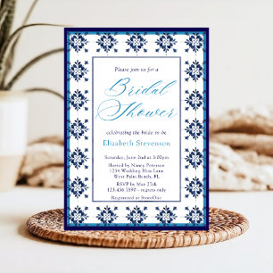 Invitation Carreaux Bleus Italiens La Dolce Vita Baby Shower 