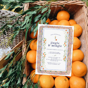 Invitation Carreaux Floraux Botaniques de Citron de Noël   Va