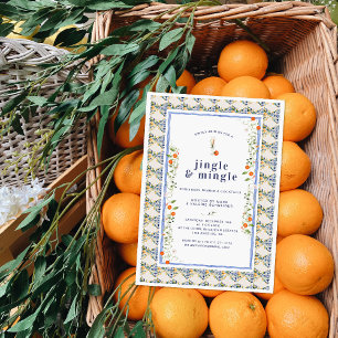 Invitation Carreaux Floraux Botaniques de Citrus de Noël Va