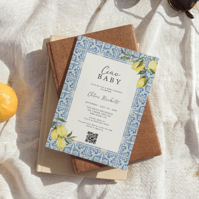 Invitation Carreaux méditerranéens Baby shower d'Amalfi Capri (Créateur téléchargé)