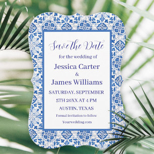 Invitation Carreaux Portugais Rustiques Mariage Méditerranéen