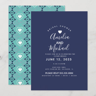 Invitation Carreaux Romantiques de Mariage Méditerranéen Mode
