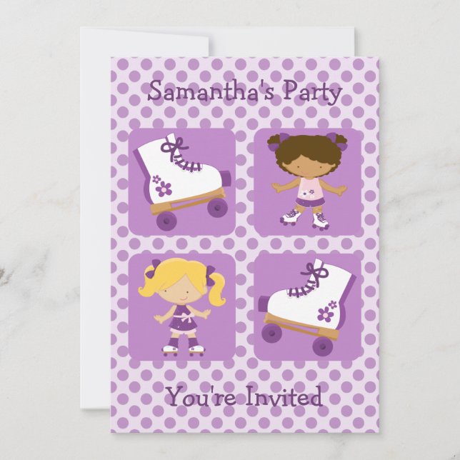 Invitation carrée de partie de Rollerskating du (Devant)