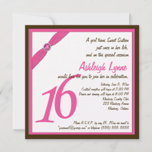Invitation carrée de sweet sixteen de rose et de