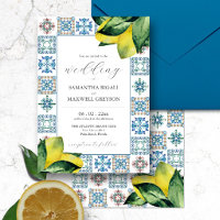 Carrelage Amalfi & Aquarelle Lemon Wedding Invitat